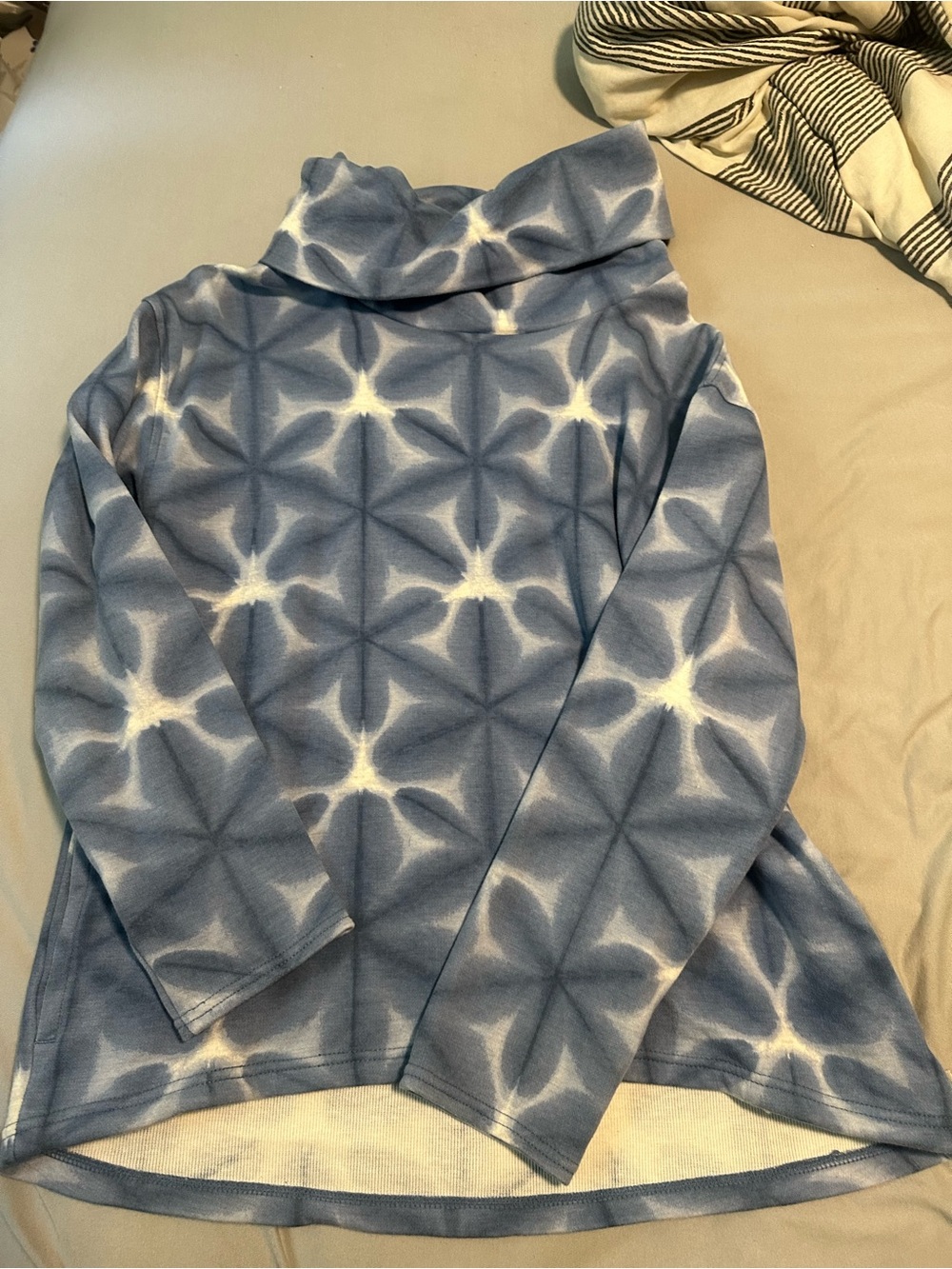 Burton Blue Geometric Funnel Neck Sweater